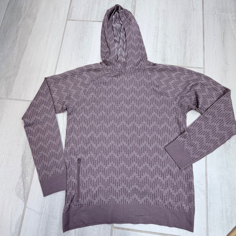 Lululemon Rest Less Purple Geometric Hooded Pullover Thumbholes S